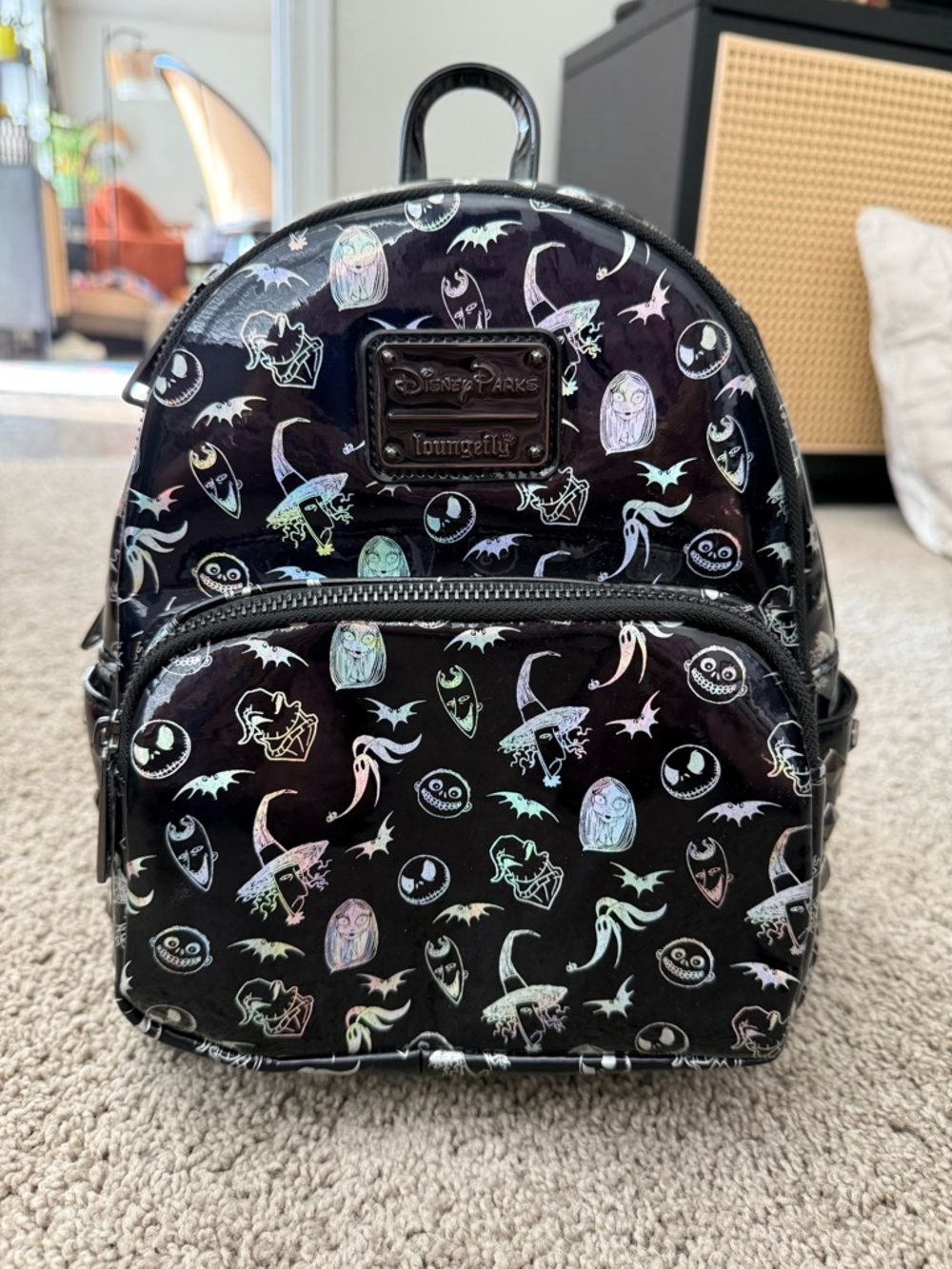 Loungefly Black Holographic Nightmare Before Christmas Mini Backpack
